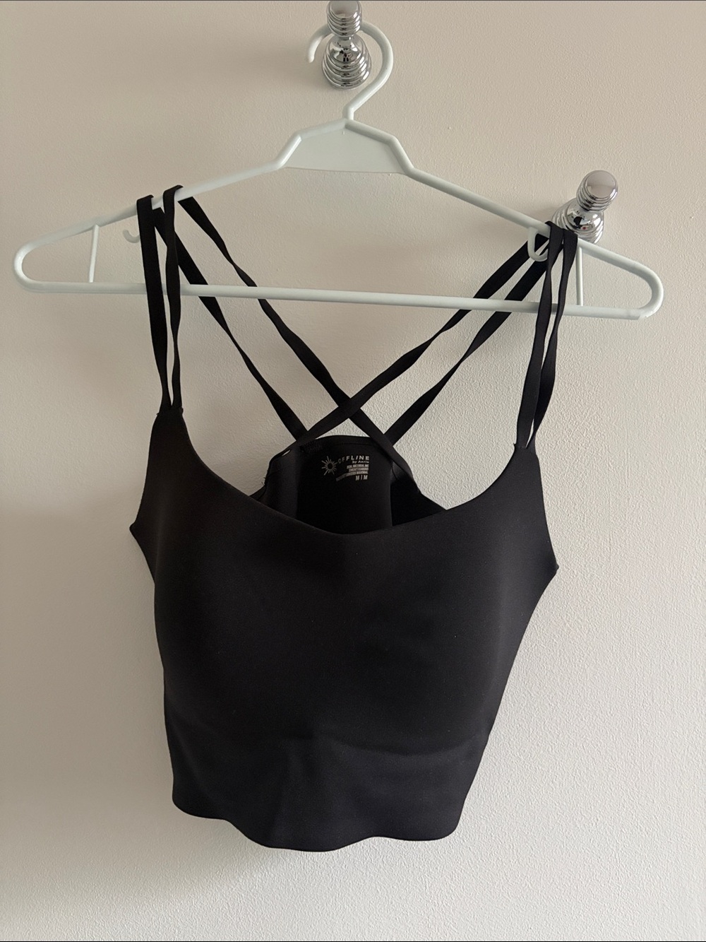 aerie Black Double-Strap Crisscross Sports Bralette
